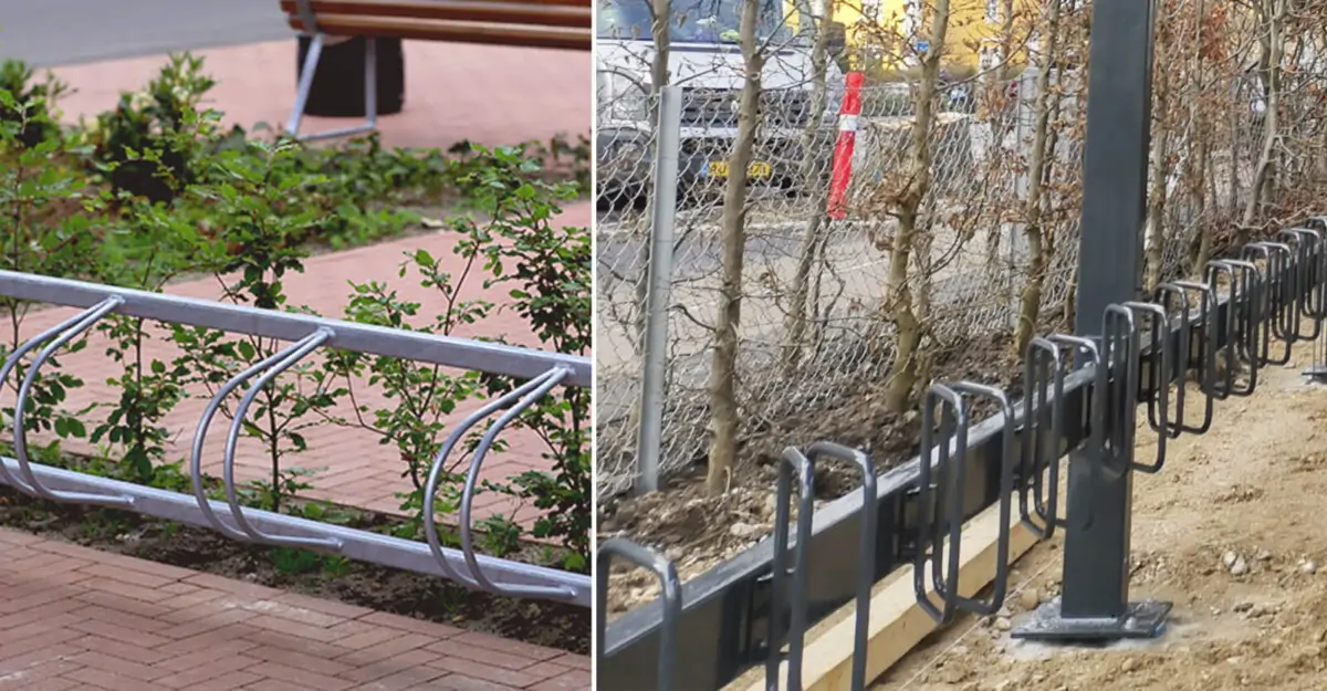casa 11 - vedligeholdelsesfri cykeloverdækning i galvaniseret stål med cykelstativer til mange cykler