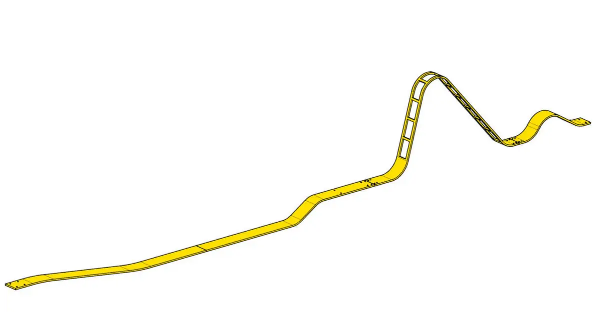 kreative elementer til en legeplads fremsillet i galvaniseret stål og malet i gult